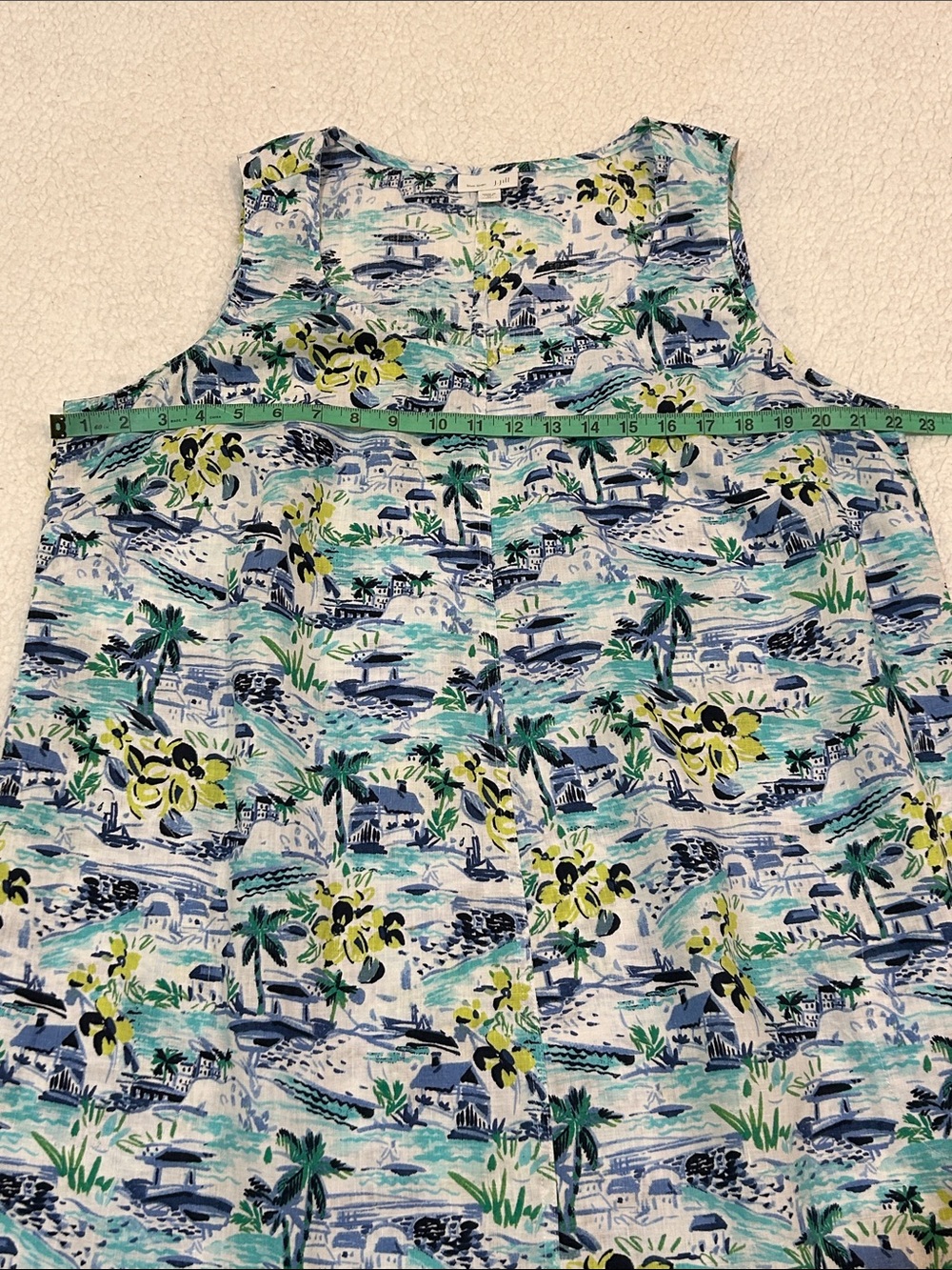 J. Jill Love Linen Sleeveless Dress size 1X Women's Tropical Print Blue & White - Picture 12 of 13